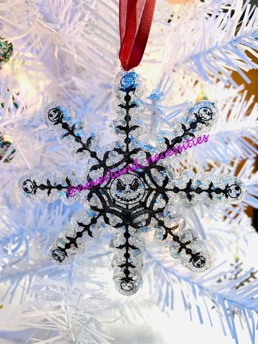 Jack Skellington Snowflake Christmas Coaster or Ornament - Choose your colors! Haunted Holidays Nightmare Before Christmas