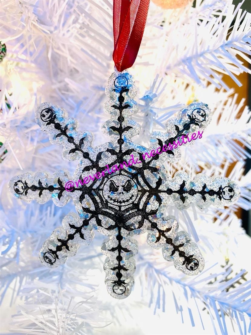 Jack Skellington Snowflake Christmas Coaster or Ornament - Choose your colors! Haunted Holidays Nightmare Before Christmas