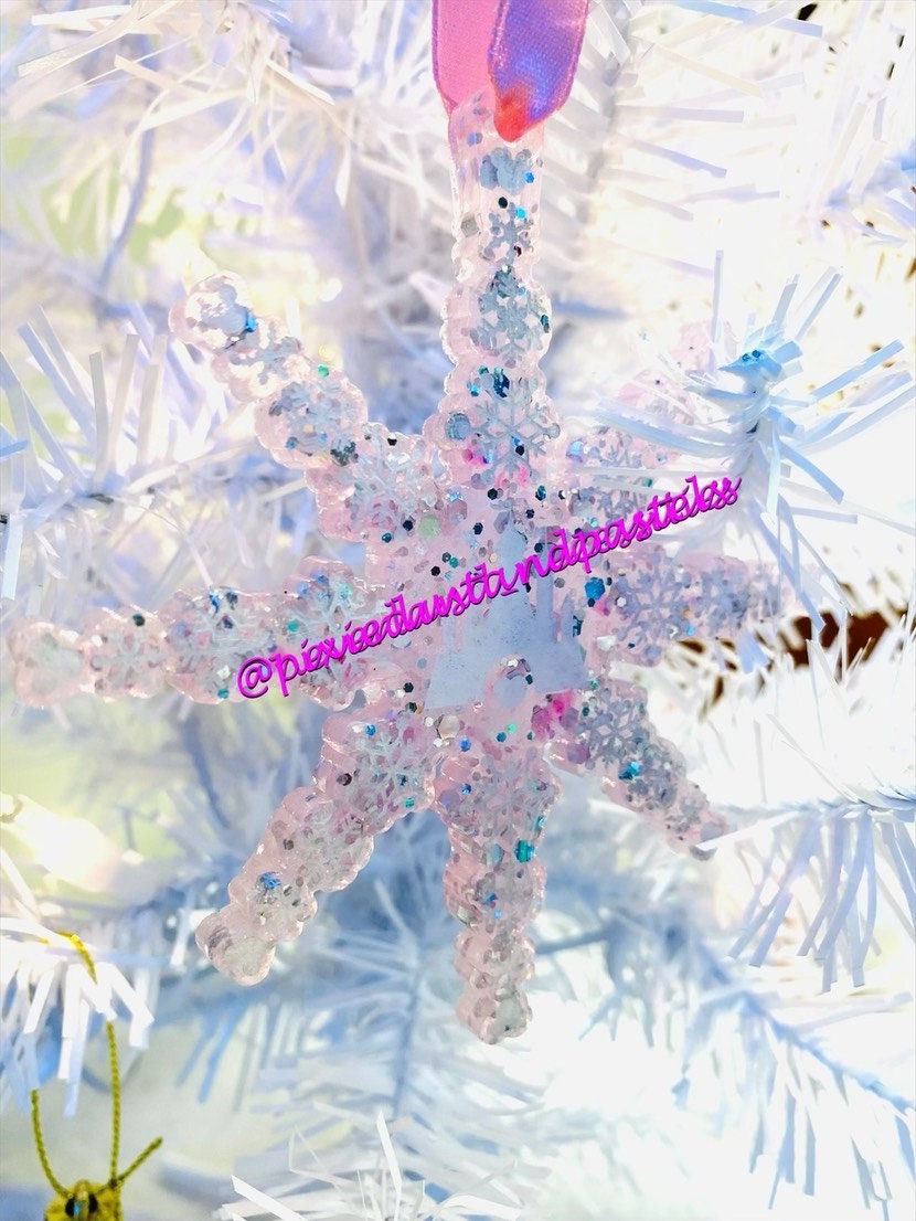 Magical Castle Snowflake Christmas Coaster or Ornament - Choose your colors! Mickeys Holiday Party -