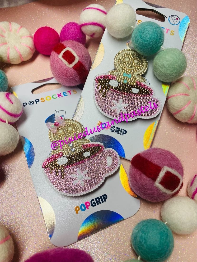 Glam Gingerbread Wishes and Marshmallow Dreams Phone Accessory or Badge Reel! Hot Cocoa Bling Cuties