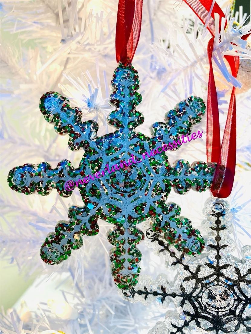 Jack Skellington Snowflake Christmas Coaster or Ornament - Choose your colors! Haunted Holidays Nightmare Before Christmas