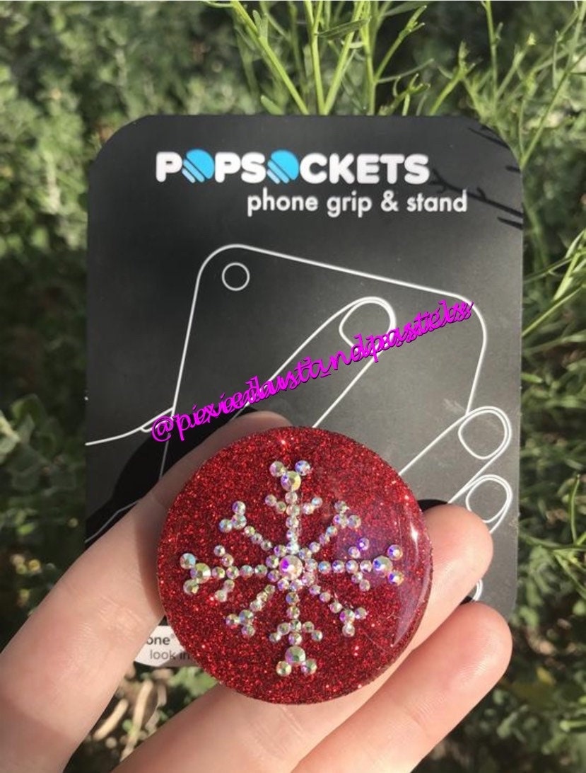 Rhinestone Snowflake Mickey Badge Reel or Phone Accessory - Choose your colors! Happy Holidays - Winter Magic