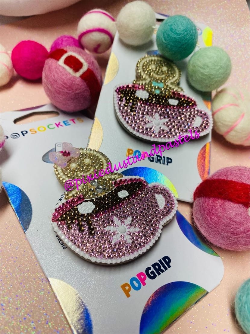 Glam Gingerbread Wishes and Marshmallow Dreams Phone Accessory or Badge Reel! Hot Cocoa Bling Cuties