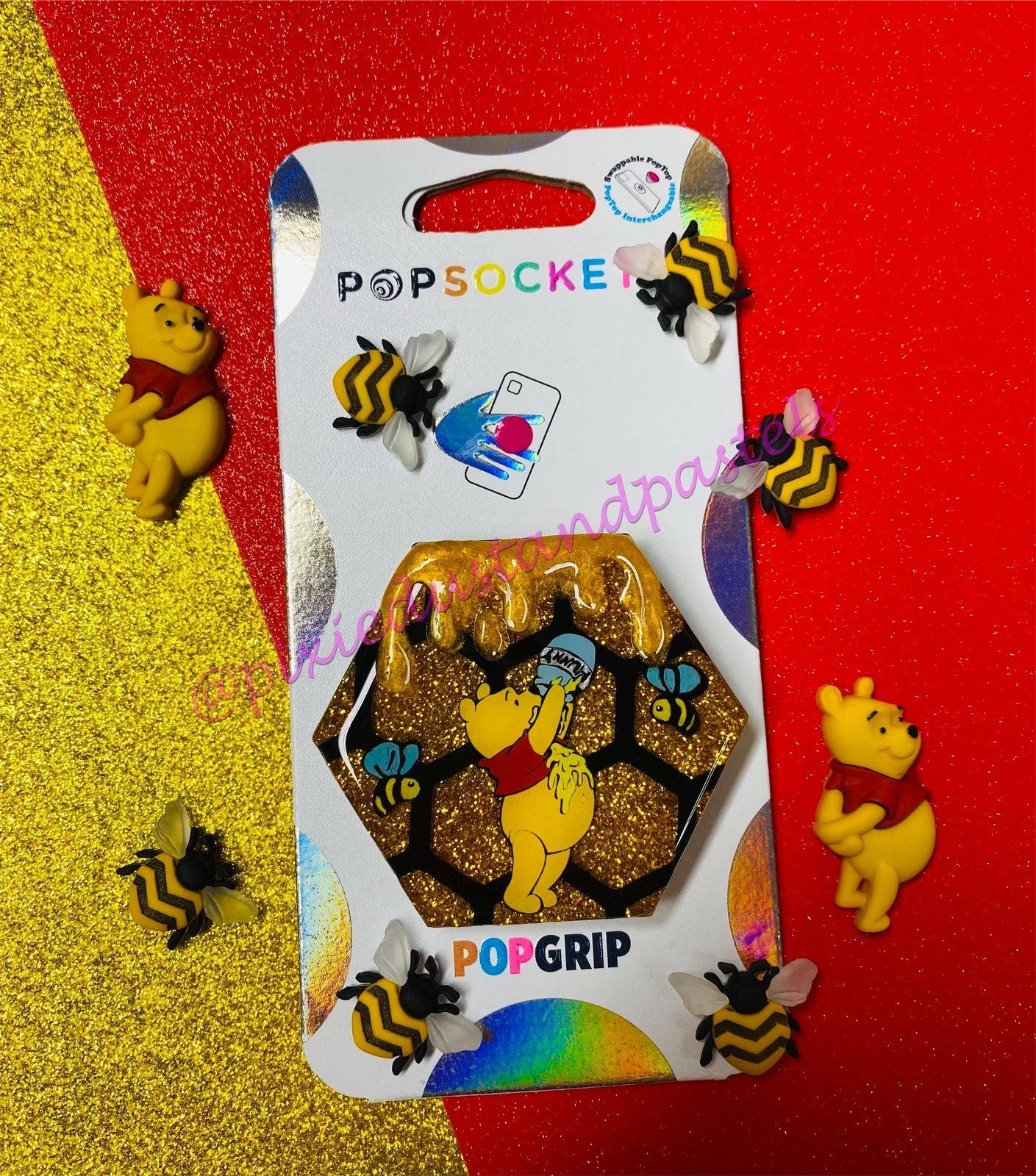 What's all the Buzzzzzz about?!? Silly old Pooh Bear and his Hunny pot Badge Reel or Phone Accessory - Winnie the Pooh