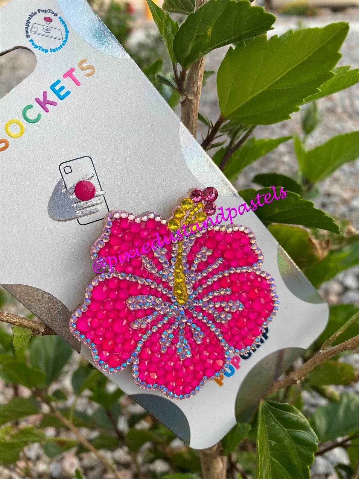 Summertime Hibiscus Flower! Pure Bling Hibiscus Flower Phone Accessory or Badge Reel - can be customized! Pick your colors!