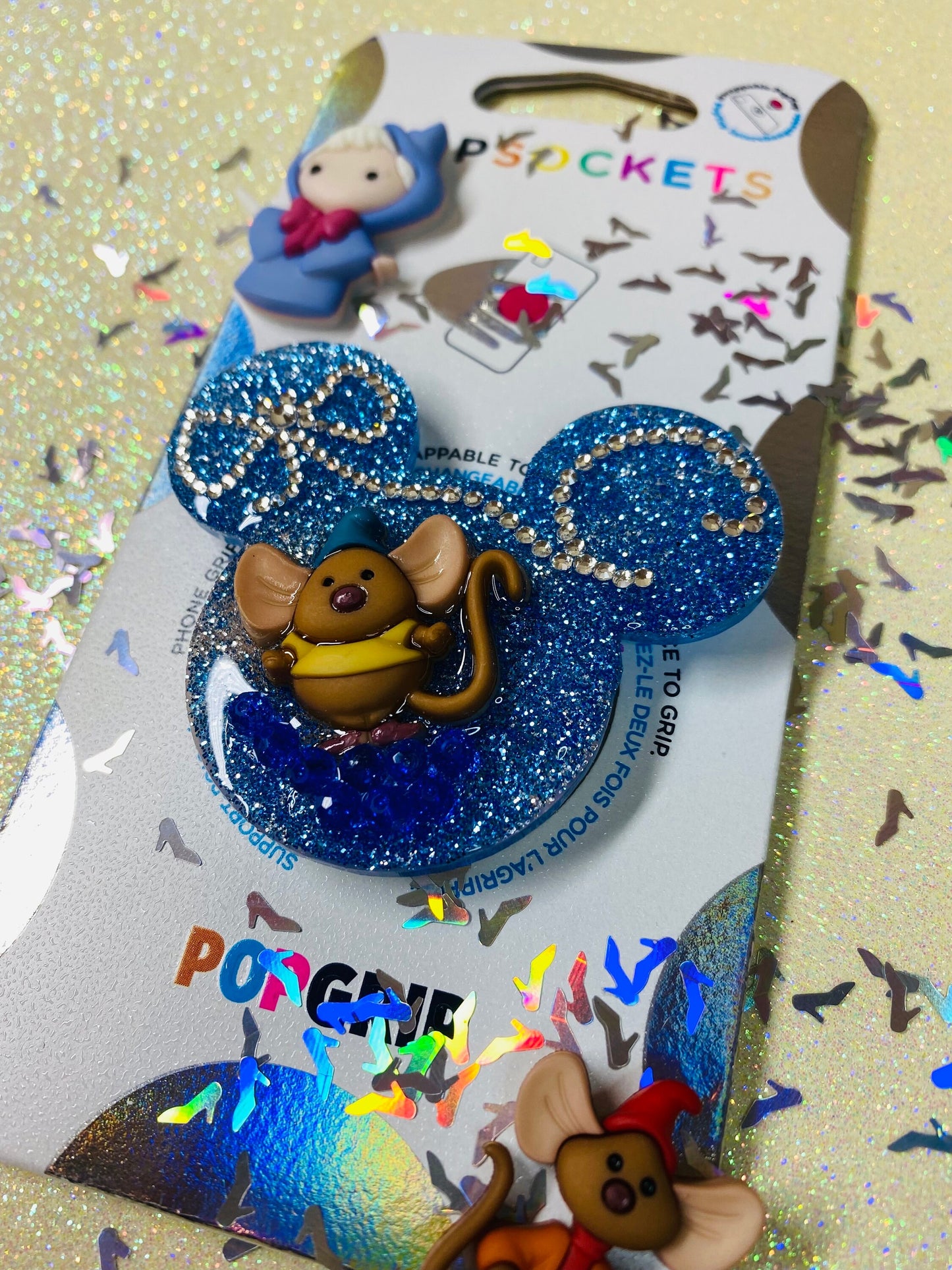 Custom Cinderella's Gus Gus Mouse Inspired Phone Socket! Custom Initial! Gus Gus Mouse Badge Reel!