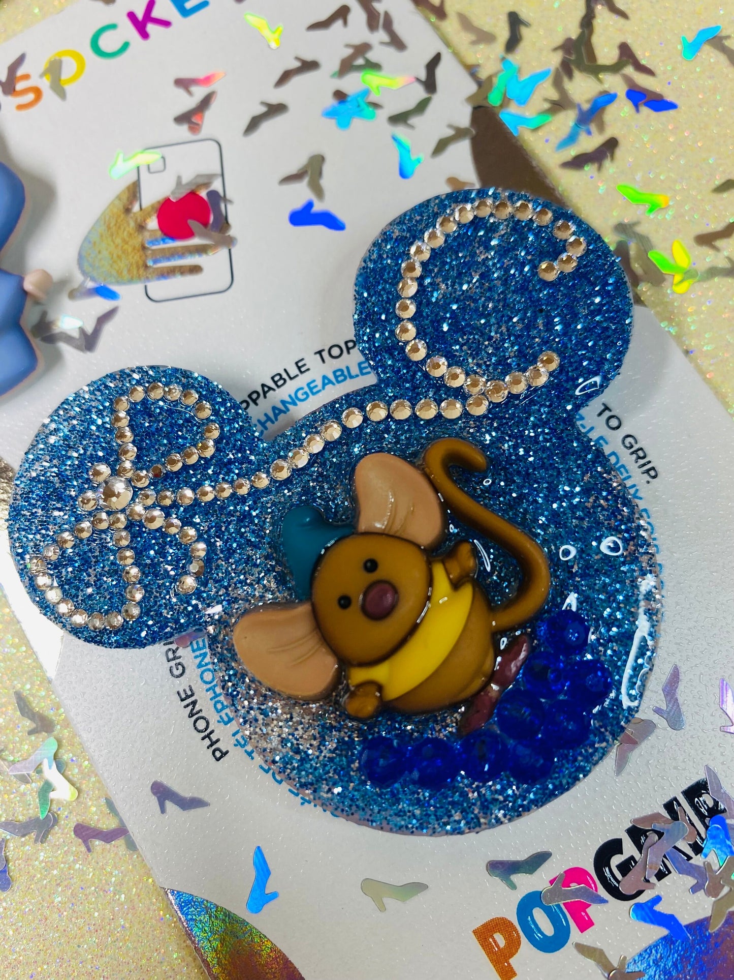 Custom Cinderella's Gus Gus Mouse Inspired Phone Socket! Custom Initial! Gus Gus Mouse Badge Reel!