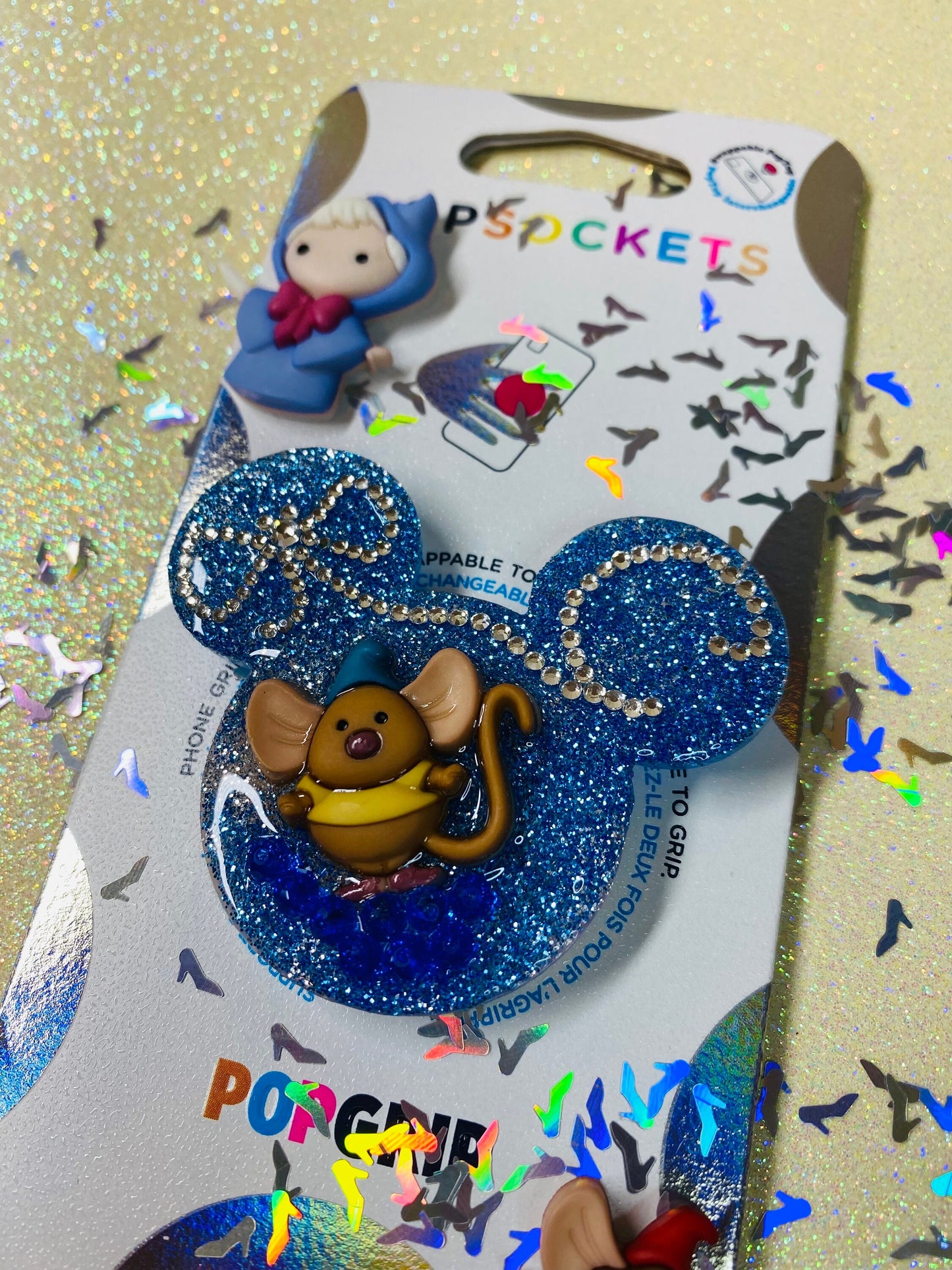 Custom Cinderella's Gus Gus Mouse Inspired Phone Socket! Custom Initial! Gus Gus Mouse Badge Reel!