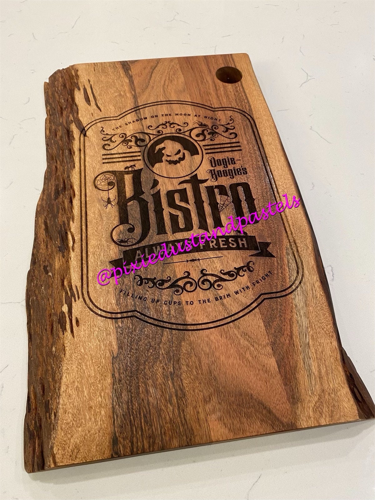 Custom Engraved Wood Board - Oogie Bistro Acacia Board - Oogie Halloween Boogie Board! - Nightmare Before Christmas Gift - Charcuterie