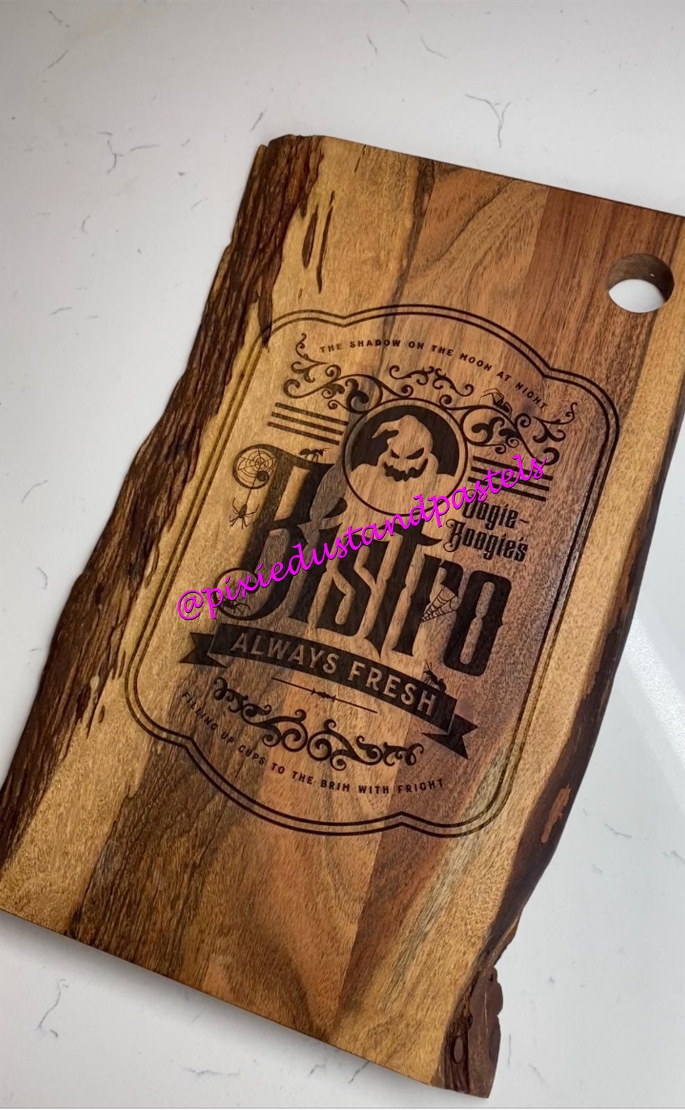 Custom Engraved Wood Board - Oogie Bistro Acacia Board - Oogie Halloween Boogie Board! - Nightmare Before Christmas Gift - Charcuterie