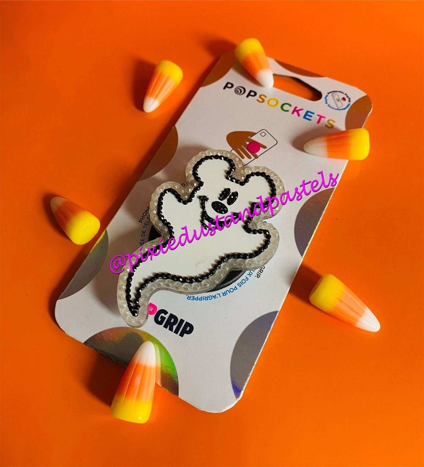Halloween Mouse Ghost Phone Grip! Cutest Ghost Badge Reel or Phone Grip! Glows!