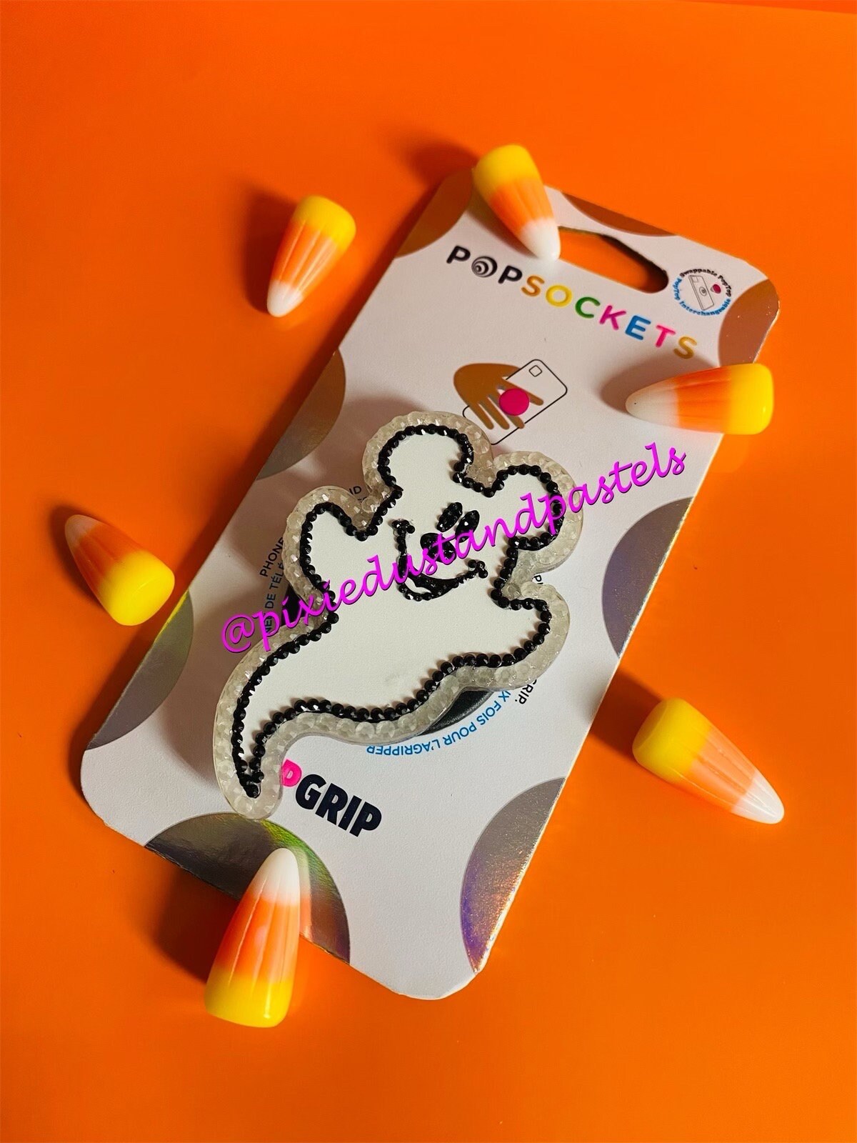 Halloween Mouse Ghost Phone Grip! Cutest Ghost Badge Reel or Phone Grip! Glows!