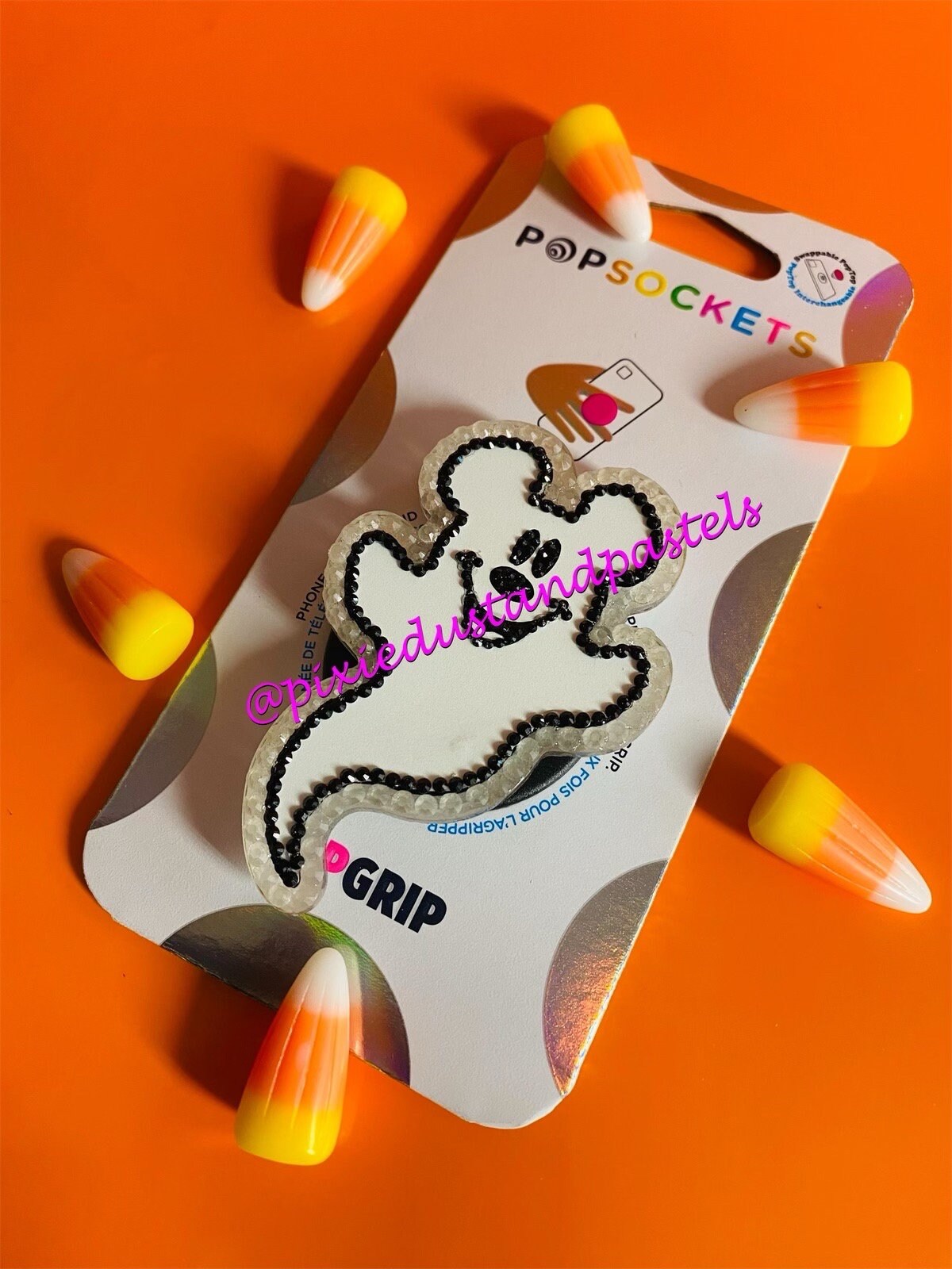 Halloween Mouse Ghost Phone Grip! Cutest Ghost Badge Reel or Phone Grip! Glows!
