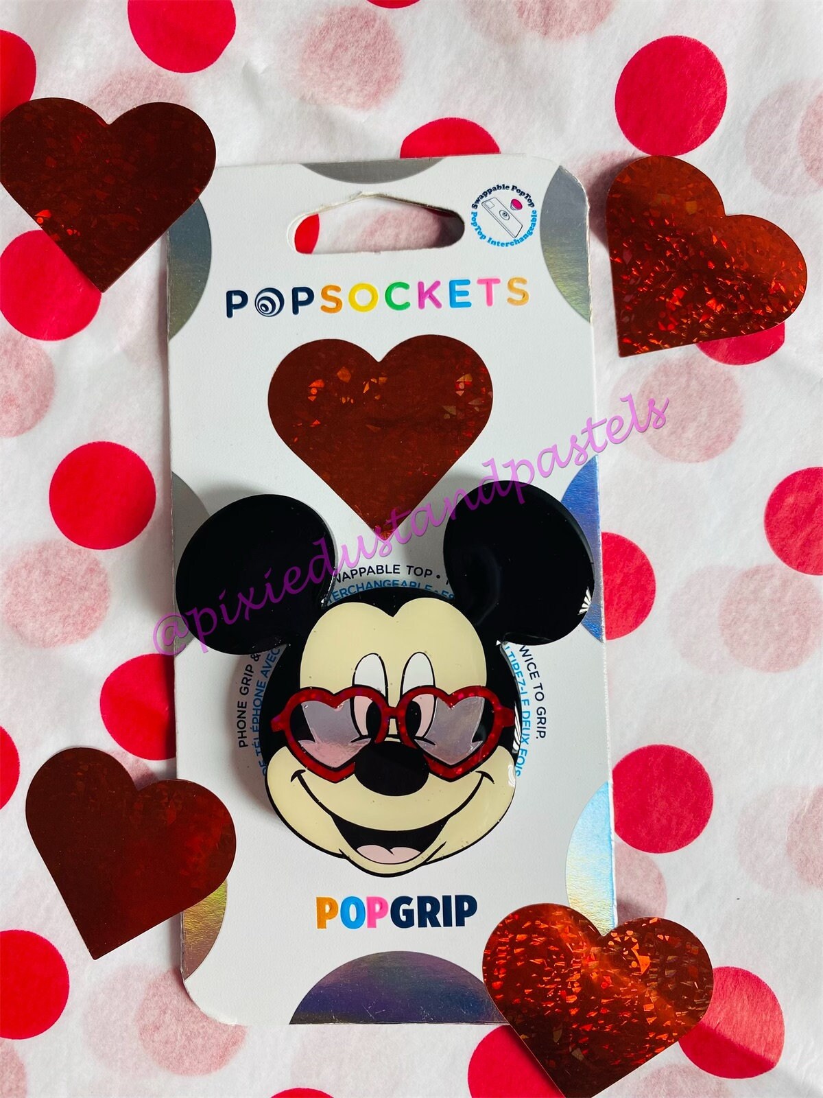 Oh Mickey you’re so fine!! Heart Glasses Valentine Mouse Phone Grip - Socket - Badge Reel or Pop!
