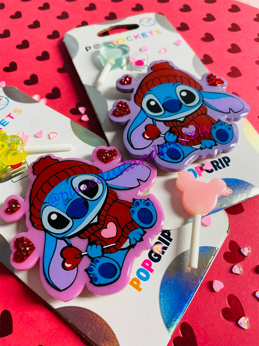 I want Candy Stitch! Valentine Stitch Phone Grip - Cute Candy Valentine themed Pop or Badge Reel -Socket - Lilo's Valentine Alien