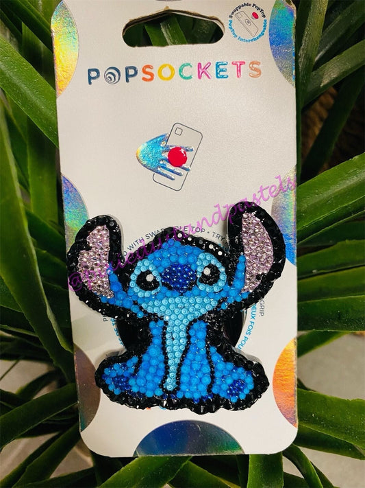 Aloha Alien!! Premium Stitch Bling Phone Grip - Blue Alien Bling design - Pop Phone Socket