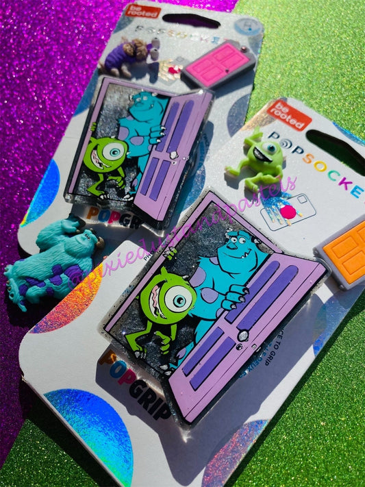 We Scare Because We Care! Monsters Phone Grip Inc - Sully and Mike Monster design - Pop Phone Socket