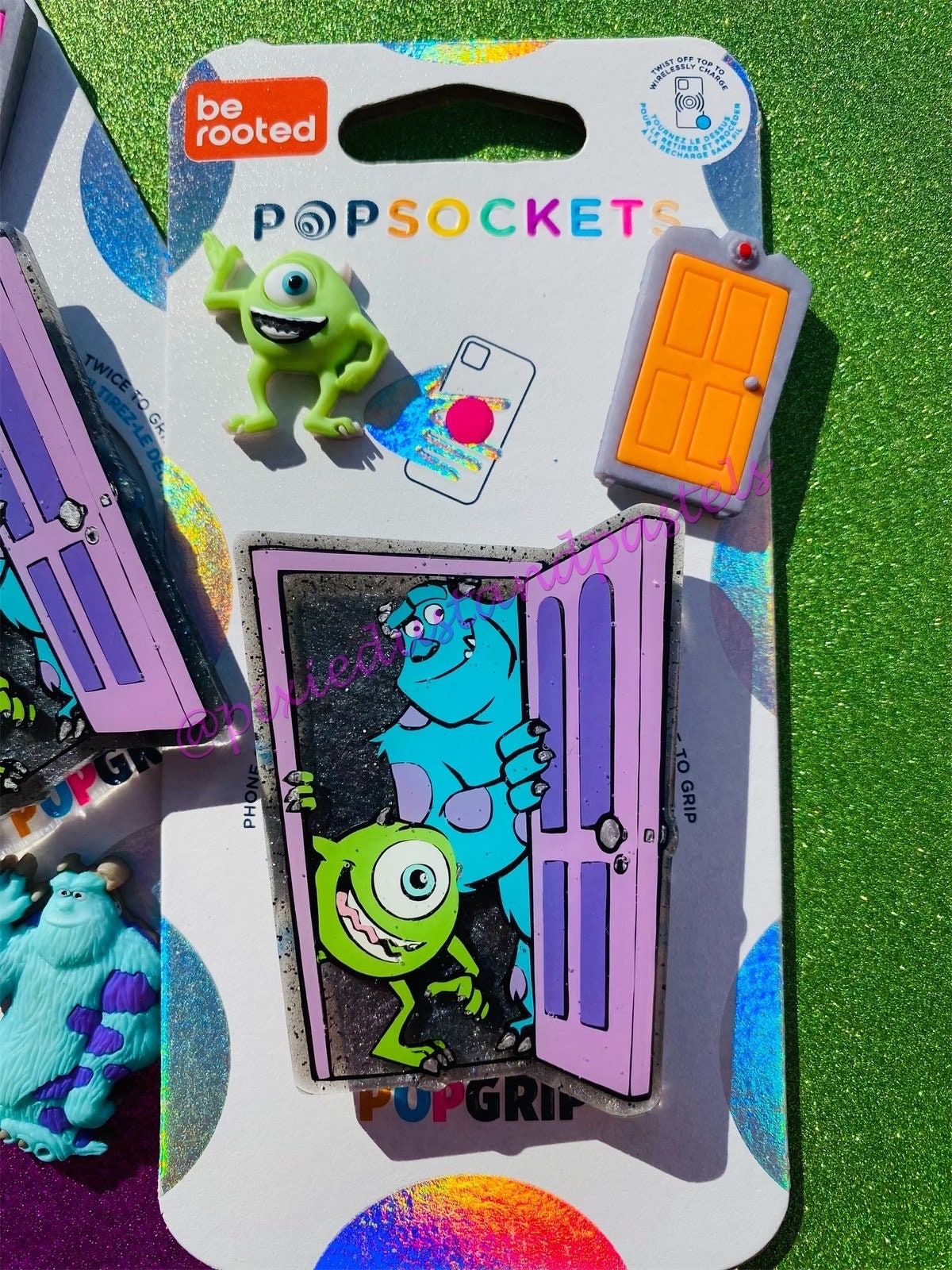 We Scare Because We Care! Monsters Phone Grip Inc - Sully and Mike Monster design - Pop Phone Socket