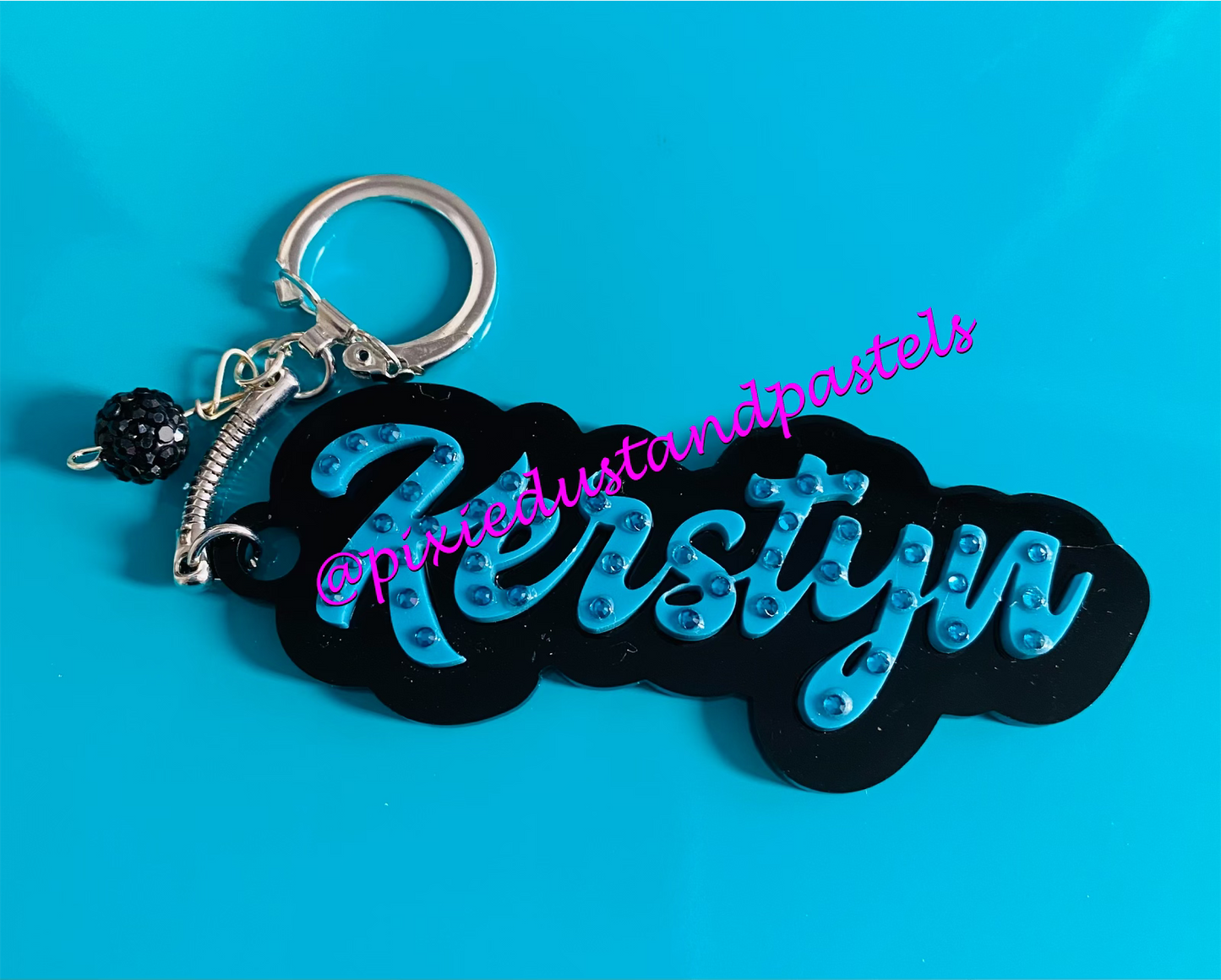 Custom Personalized Acrylic Name Keychains or Bag Charms - Pick your color and font!